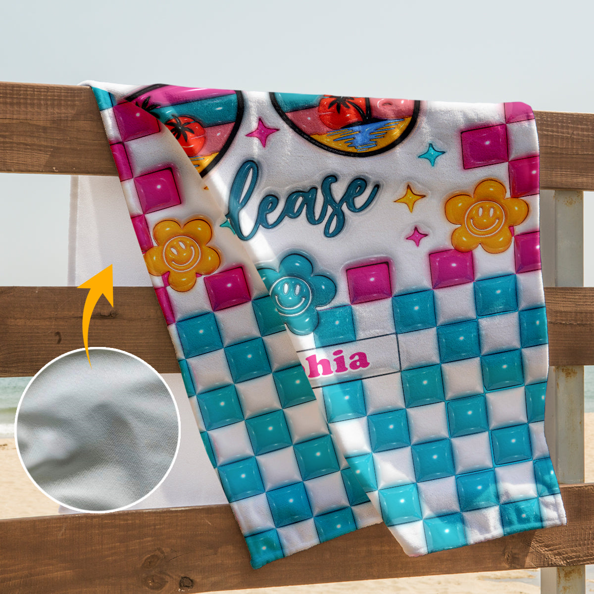 Beach Please - Personalized Sea Lover Beach Towel