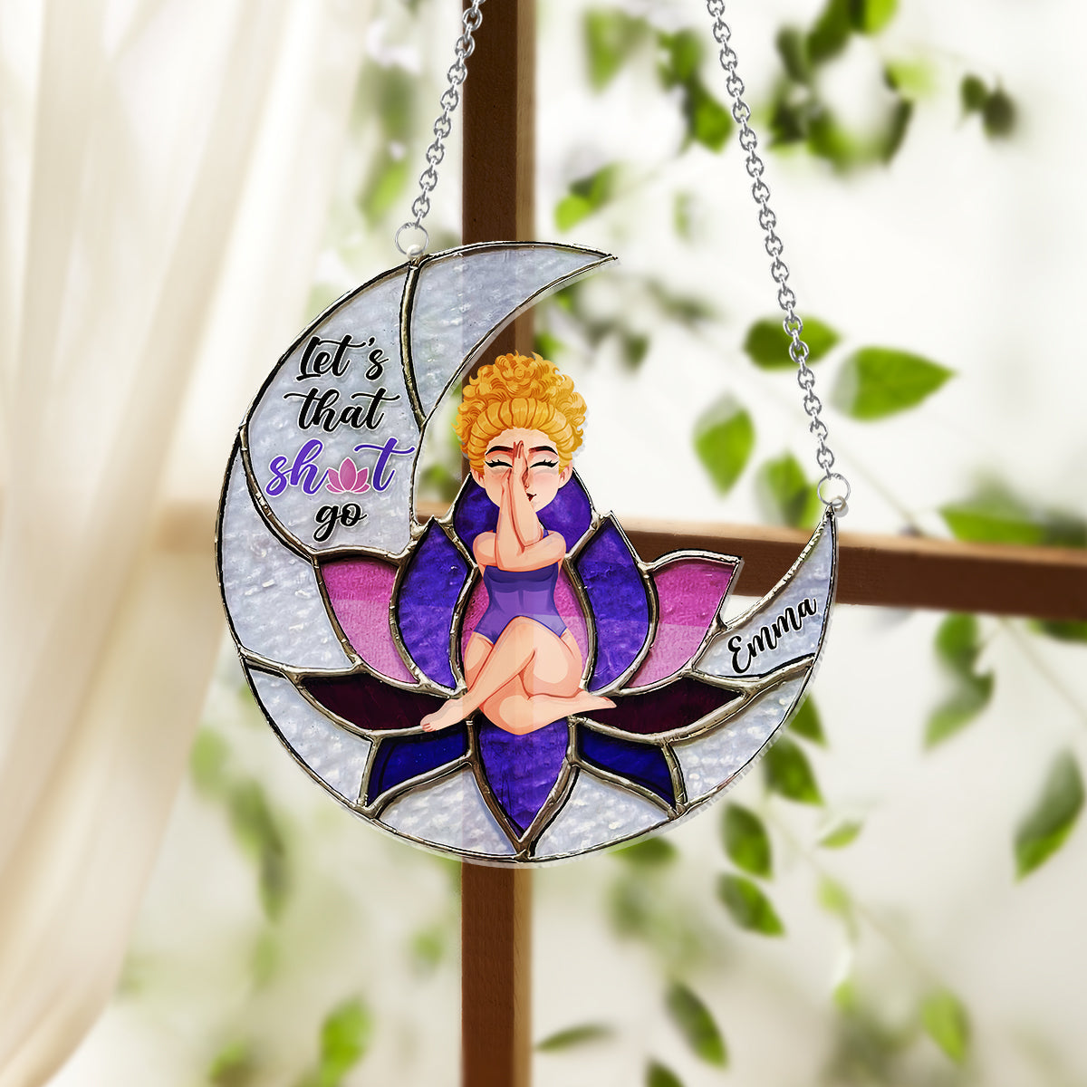 Let's The Thing Go - Personalized Yoga Window Hanging Suncatcher Ornament