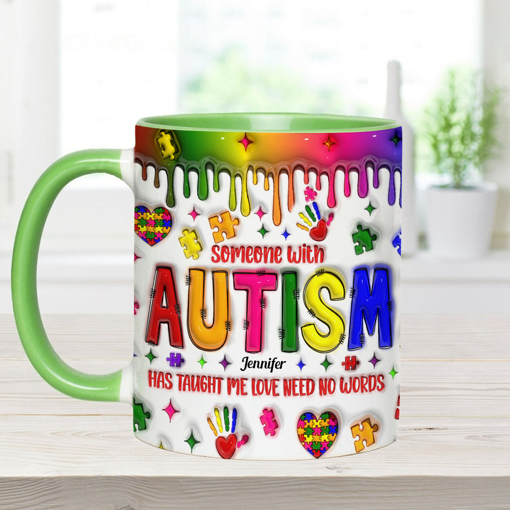 Love Need No Words - Personalized Autism Awareness Accent Mug