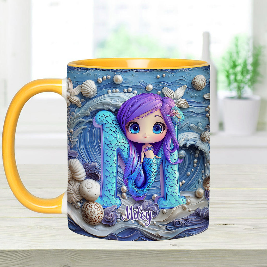Beautiful Mermaid Letter - Personalized Kid Accent Mug