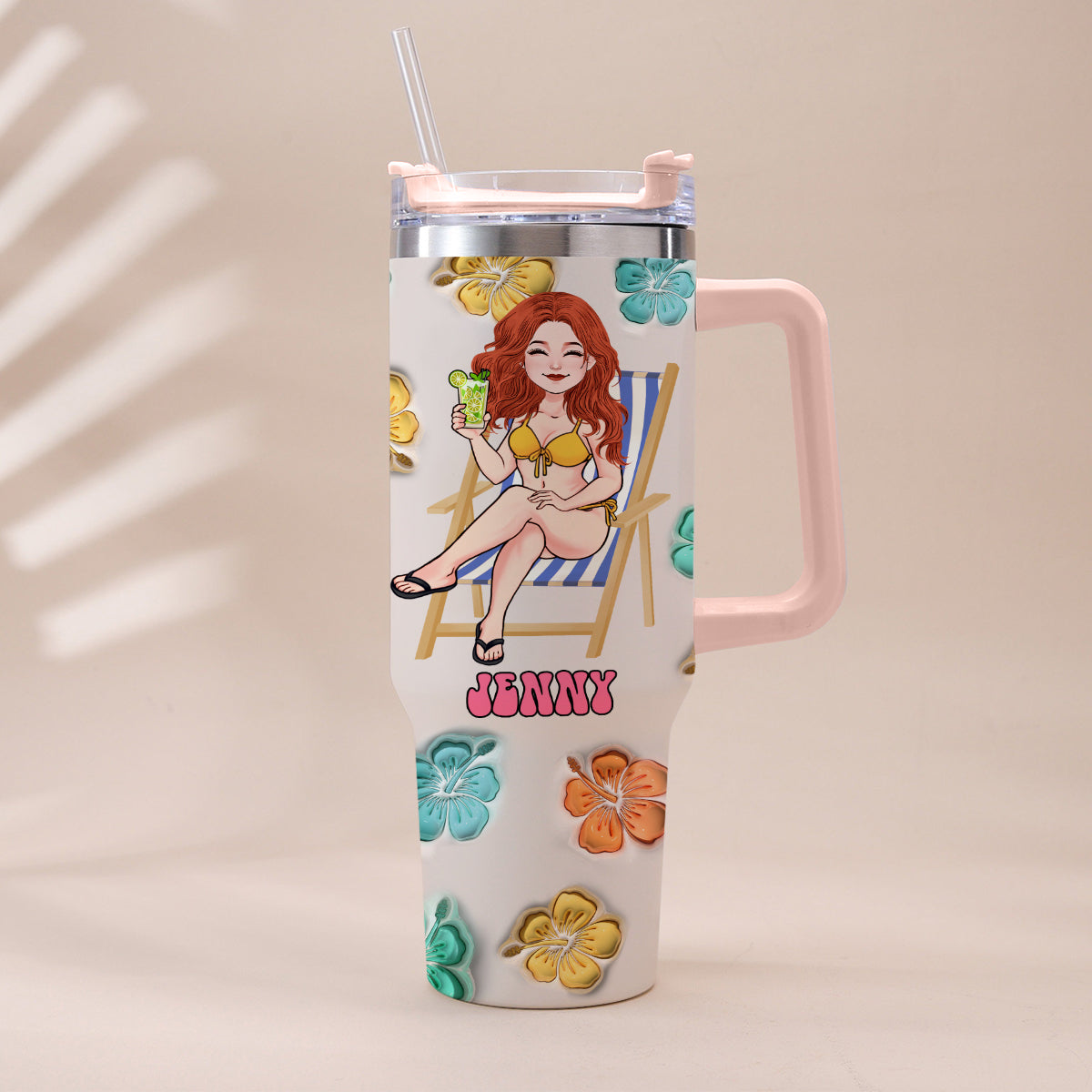 Summer Vibes - Personalized Sea Lover Tumbler With Handle