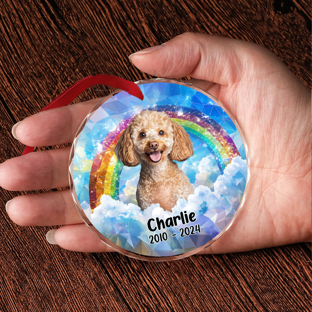Forever In My Heart - Personalized Dog Round Shaped Glass Ornament