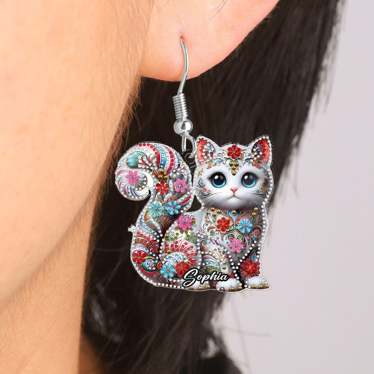 Beautiful Cat - Personalized Cat Earrings