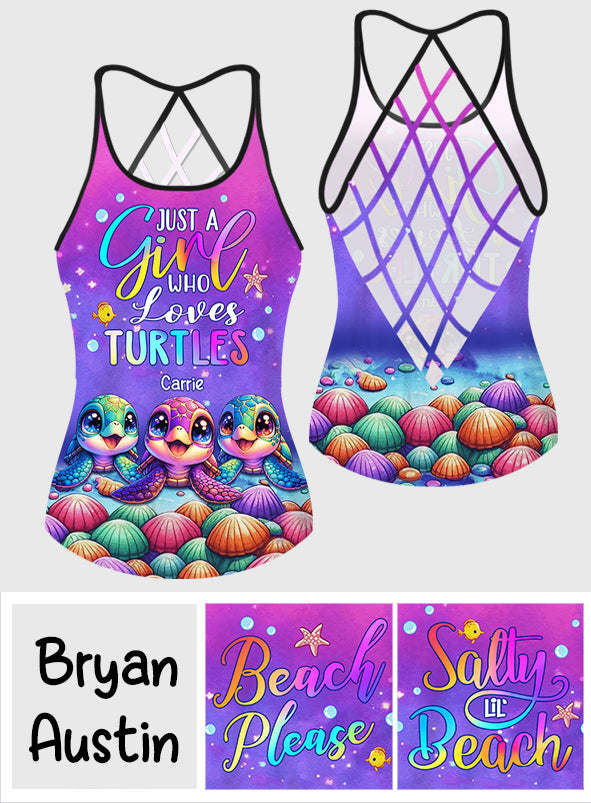 Just A Girl Who Loves Turtles - Personalized Turtle Cross Tank Top