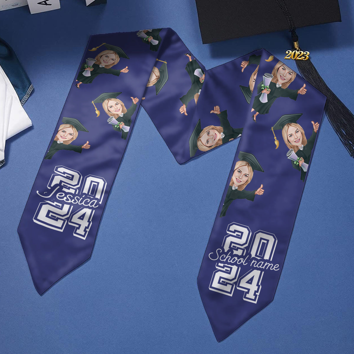 Caricature Funny Character - Personalized Graduation Graduation Stole