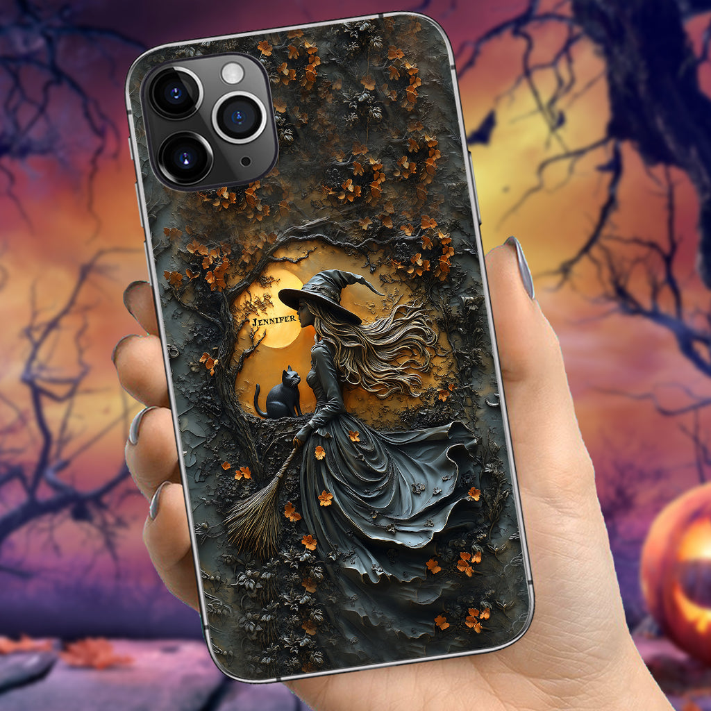 Beautiful Witch & Her Black Cat - Personalized Witch Phone Case
