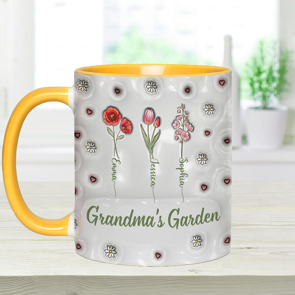 Birth Month Flowers Grandma's Garden - Personalized Grandma Accent Mug