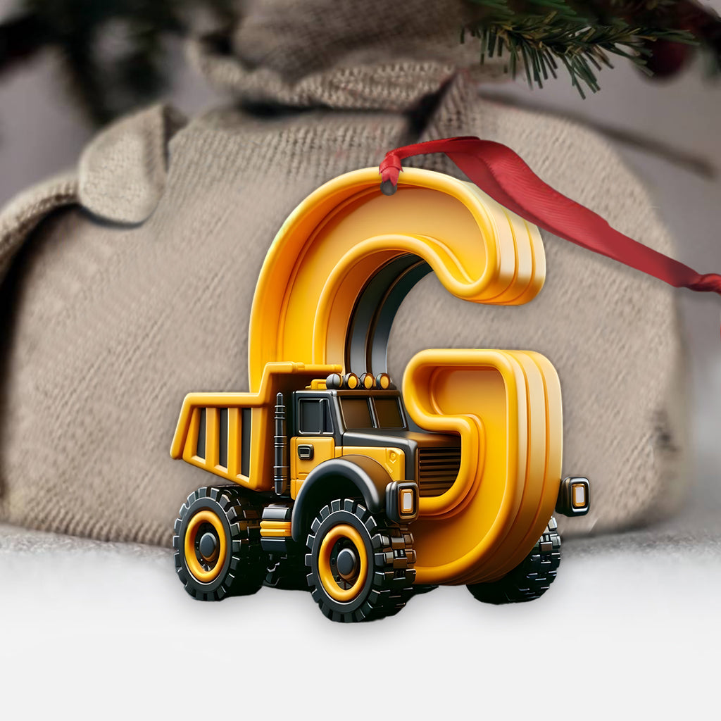 Construction Vehicles Letter Ornament - Personalized Kid Ornament