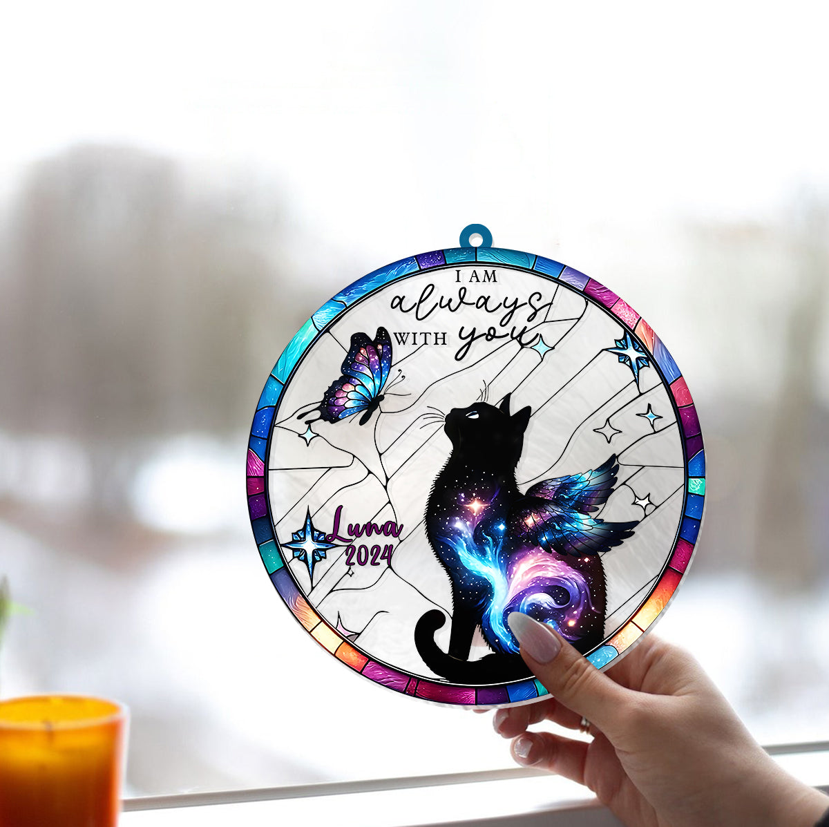 I Am Always With You - Personalized Cat Window Hanging Suncatcher Ornament