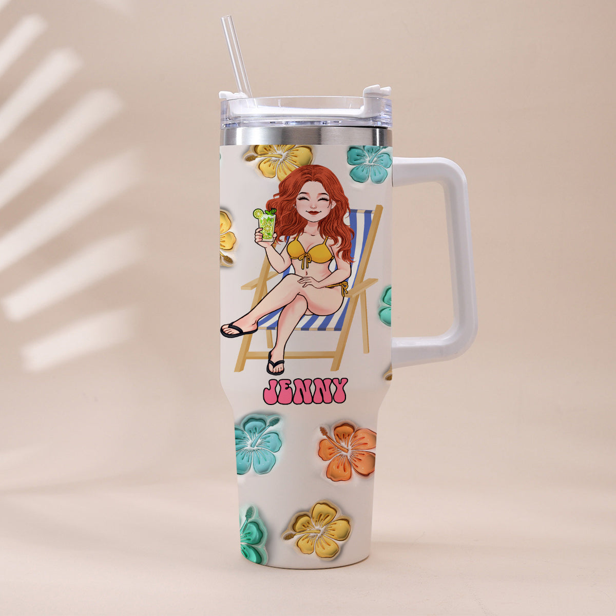 Summer Vibes - Personalized Sea Lover Tumbler With Handle