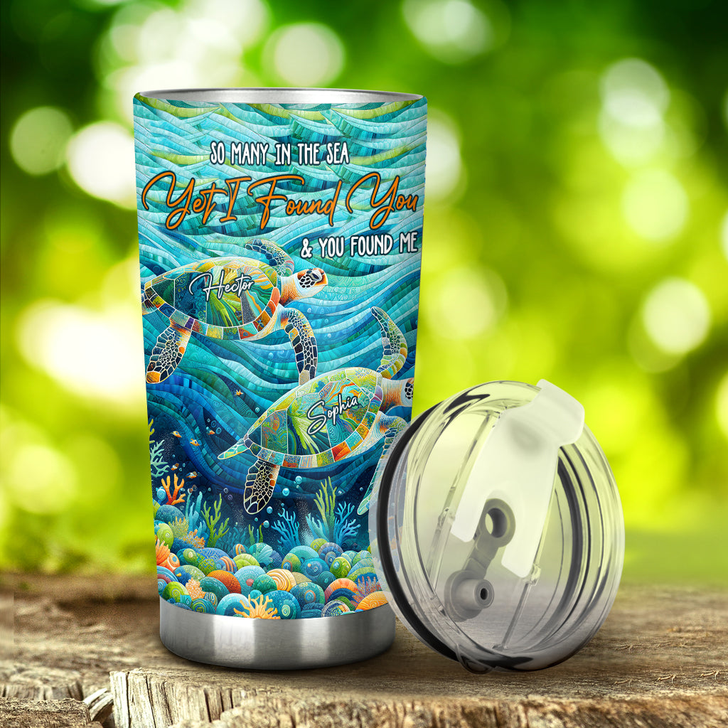 You & Me And The Sea - Personalized Turtle Tumbler