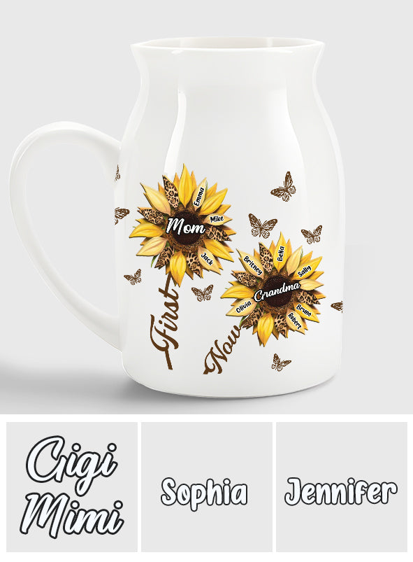 First Mom Now Grandma - Personalized Grandma Ceramic Flower Vase