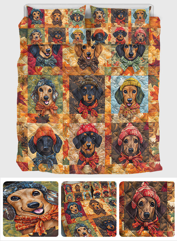 Hello Fall - Dachshund Quilt Set