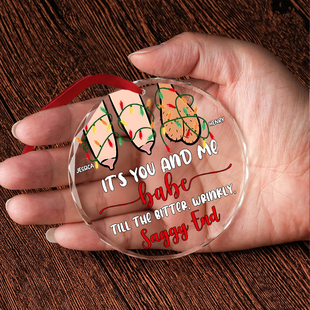 It's You And Me - Personalized Couple Round Shaped Glass Ornament