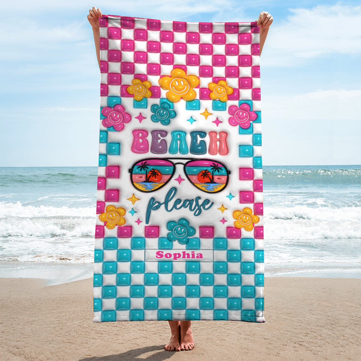 Beach Please - Personalized Sea Lover Beach Towel