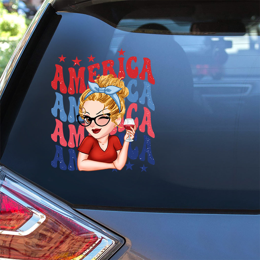 American Girly - Personalized Independence Day/ 4th of July Decal Full