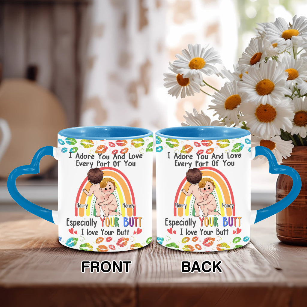 I Adore You And Love Every Part Of You - Personalized LGBT Support Heart Handle Mug