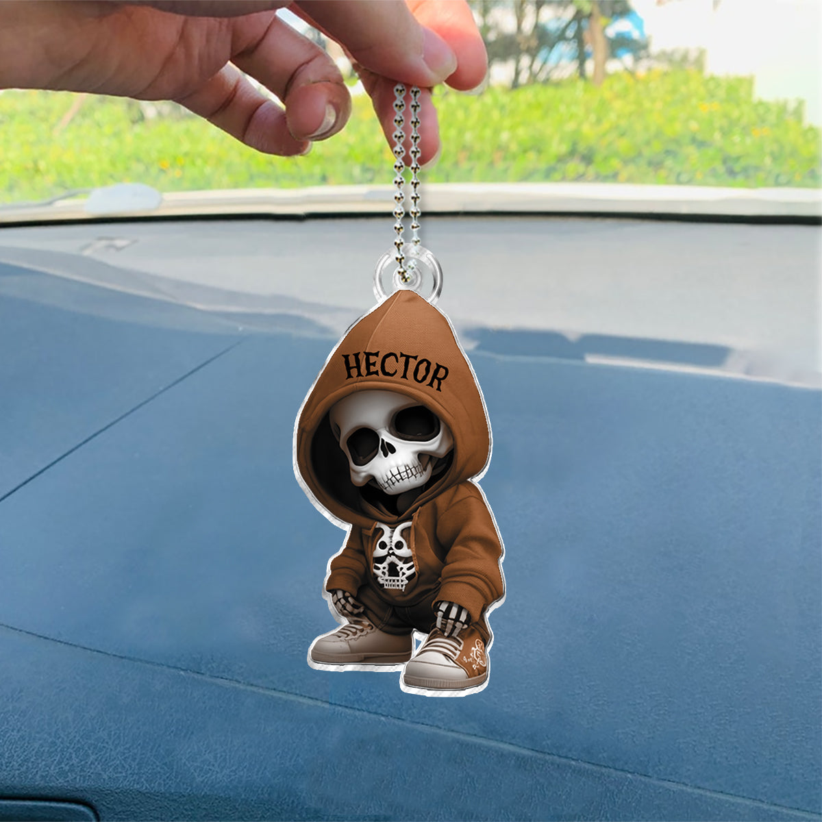 Stylish Skeleton - Personalized Skull Custom Shaped Car Ornament
