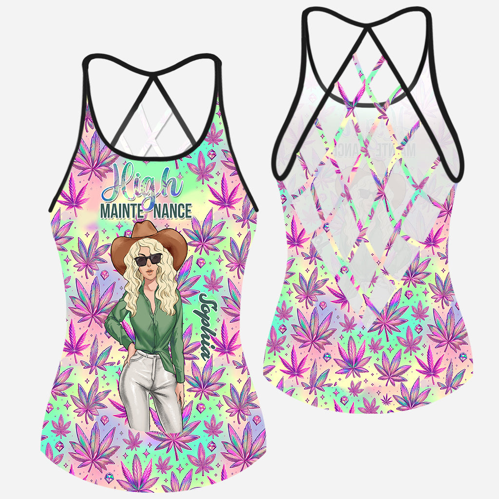 High Maintenance - Personalized Weed Cross Tank Top