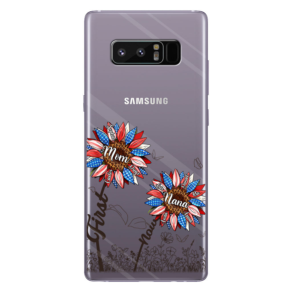 First Mom Now Grandma Sunflower Version - Personalized Grandma Clear Phone Case