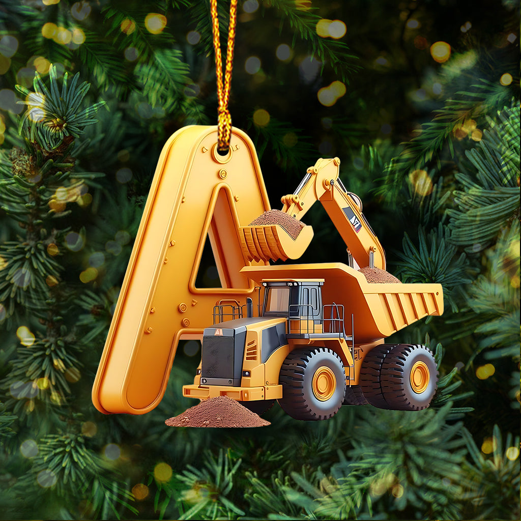 Construction Vehicles Letter - Personalized Kid Ornament