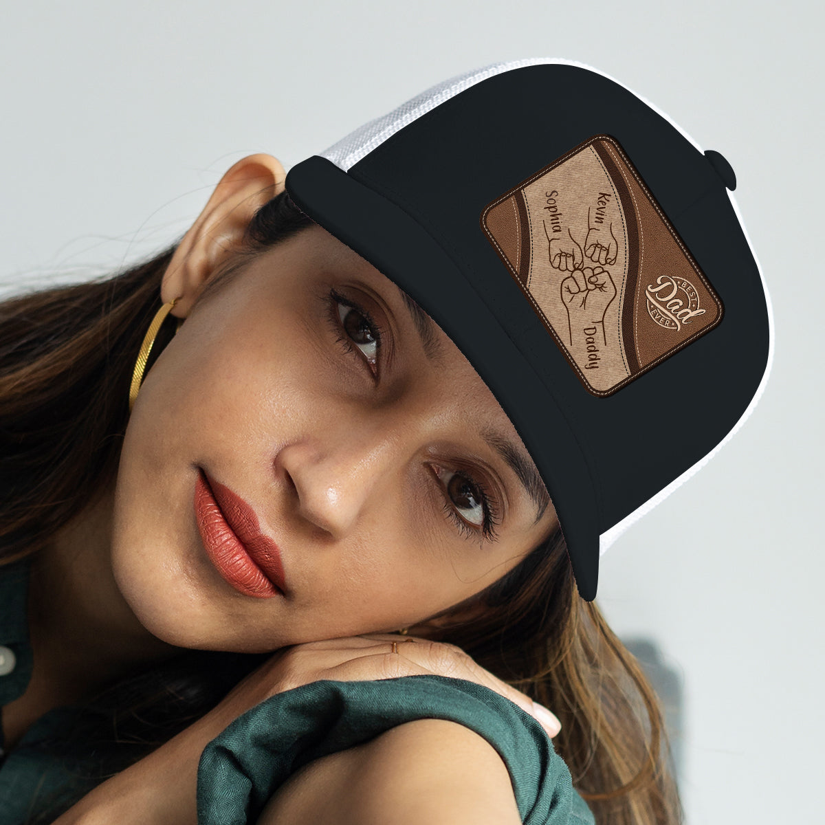 Best Dad Ever - Personalized Father Leather Patch Hat