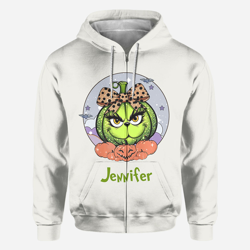 Green Pumpkin Mama Any Title - Personalized Stole Christmas All Over Shirt