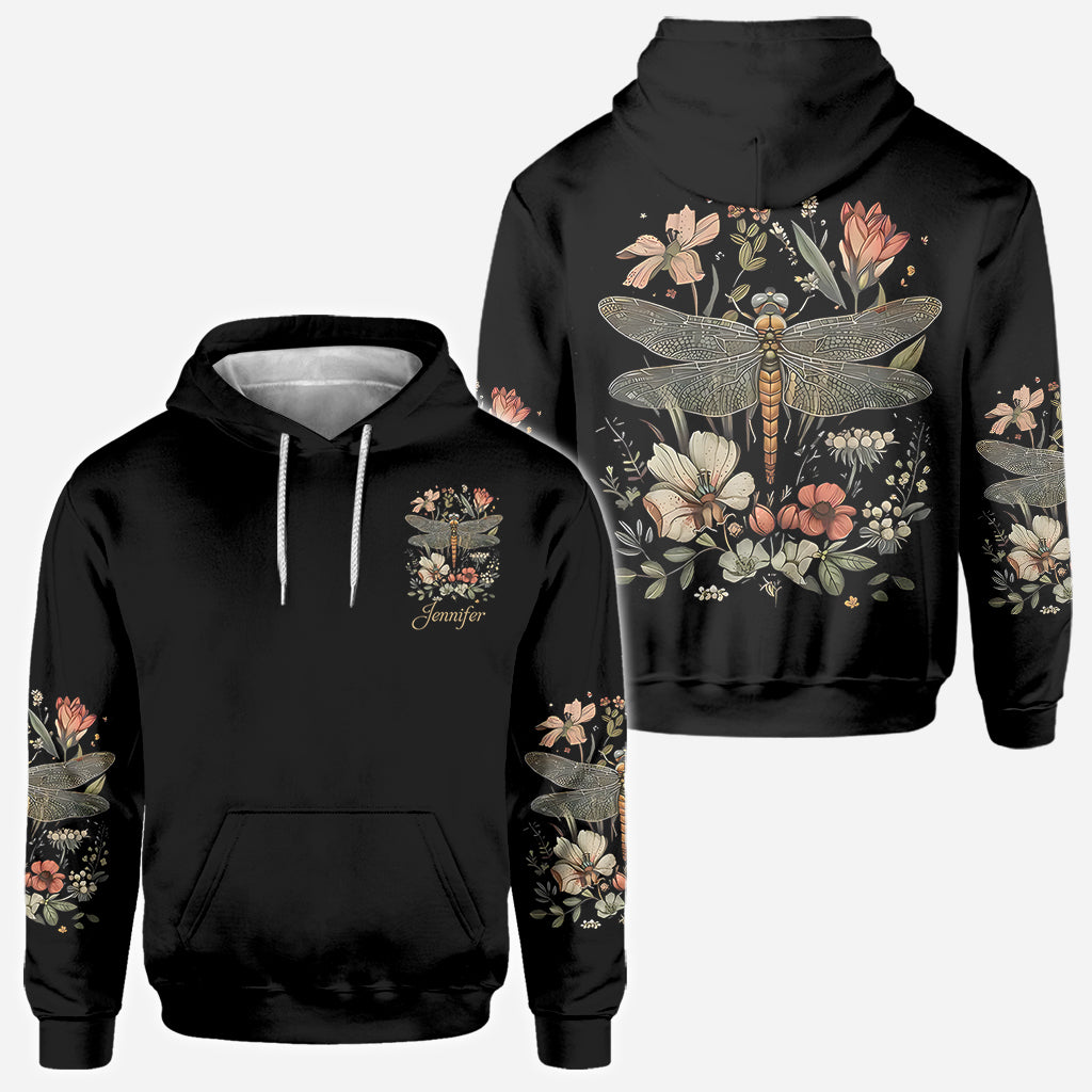 Dragonfly & Flowers - Personalized Dragonfly All Over Shirt