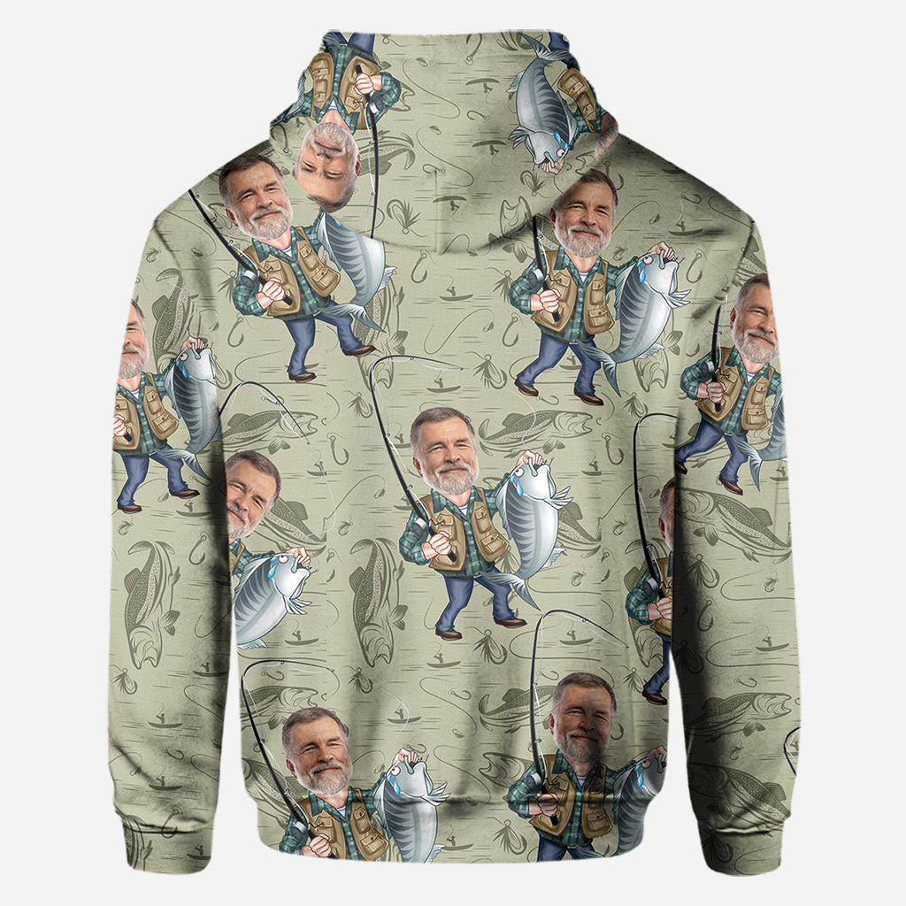 Funny Caricature Face - Personalized Fishing All Over Shirt