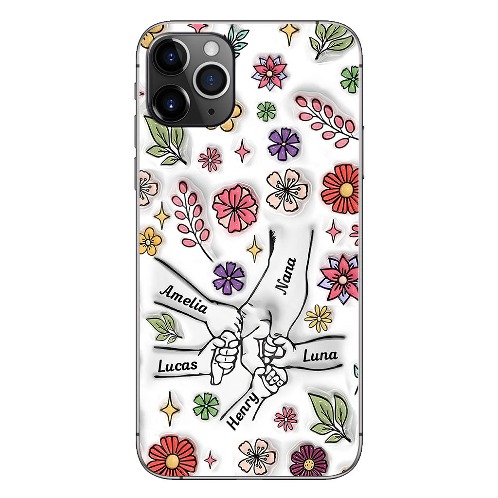 Spring Flower Holding Hands Nana Mom - Personalized Grandma Phone Case
