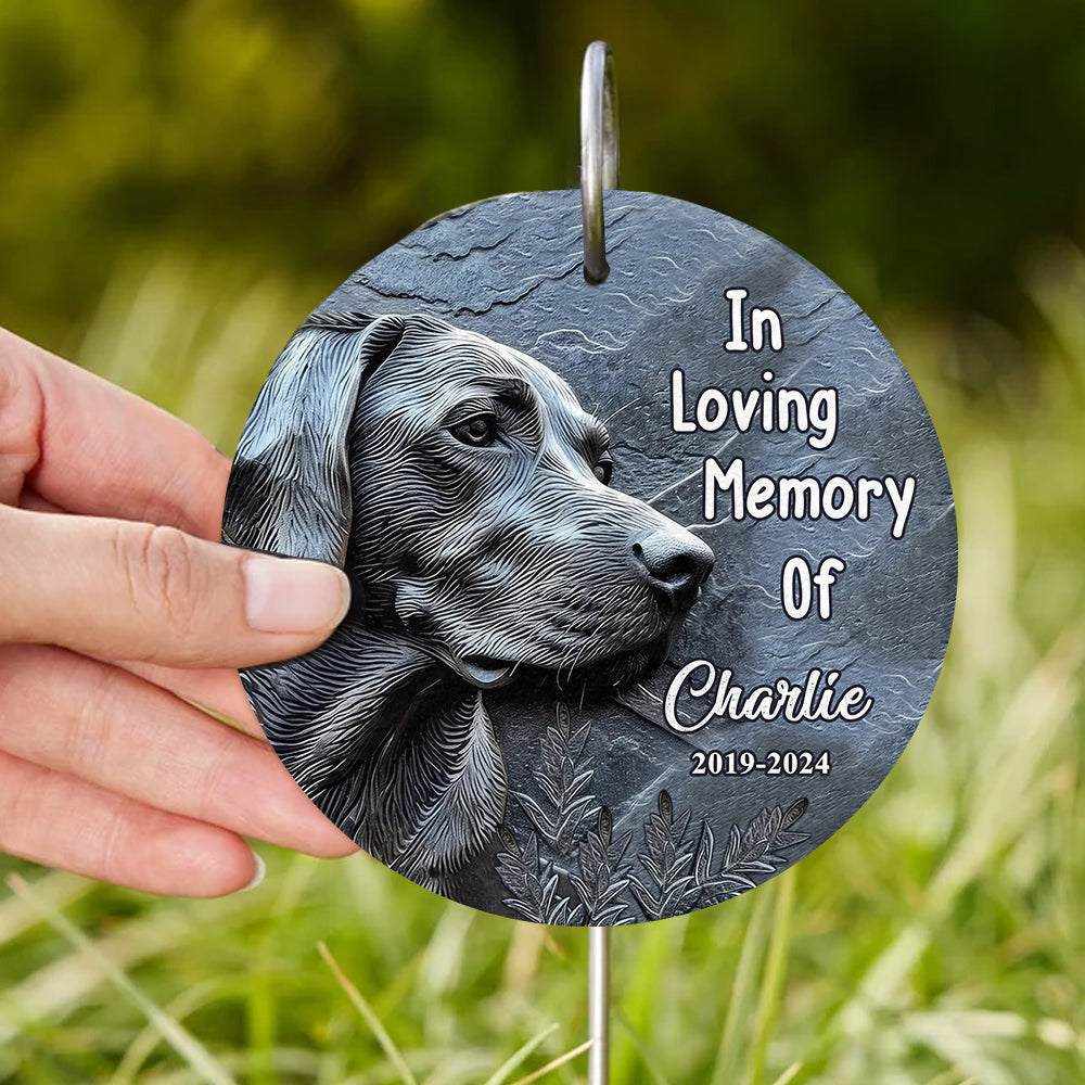 In Our Loving Memory - Personalized Dog Round Hanging Garden Slate