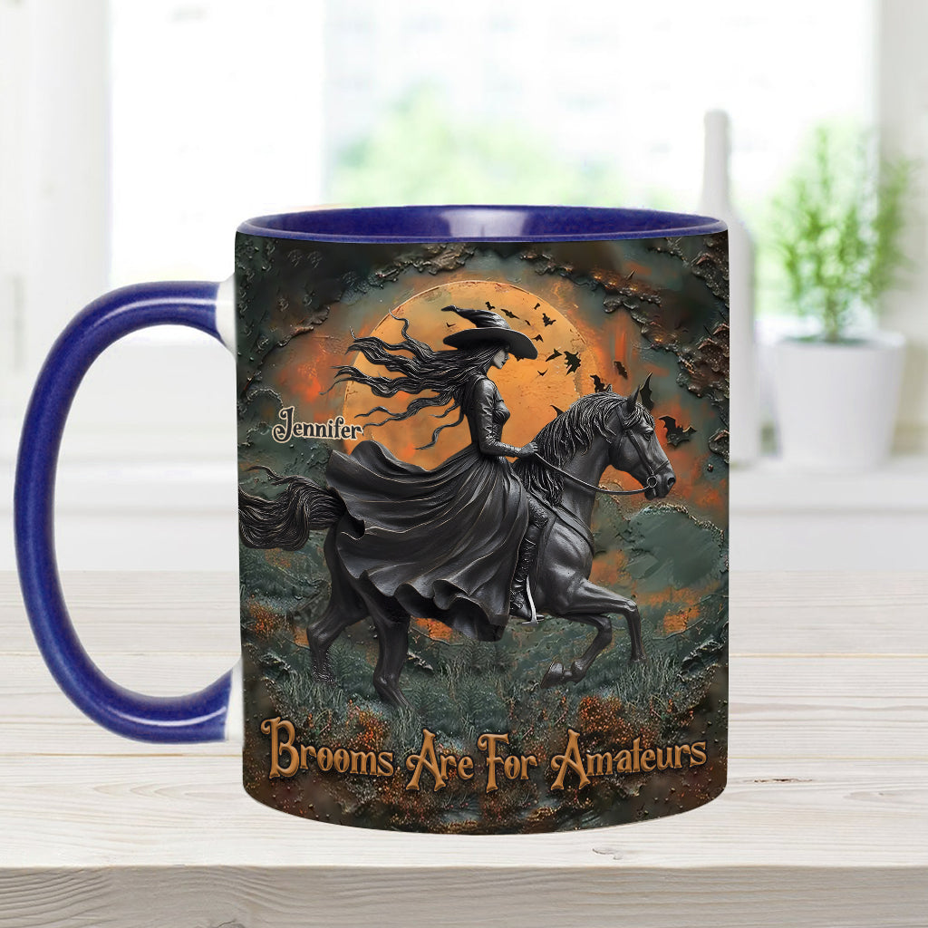 Brooms Are For Amateurs - Personalized Horse Accent Mug