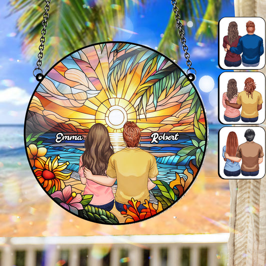 I Love You - Personalized Couple Window Hanging Suncatcher Ornament