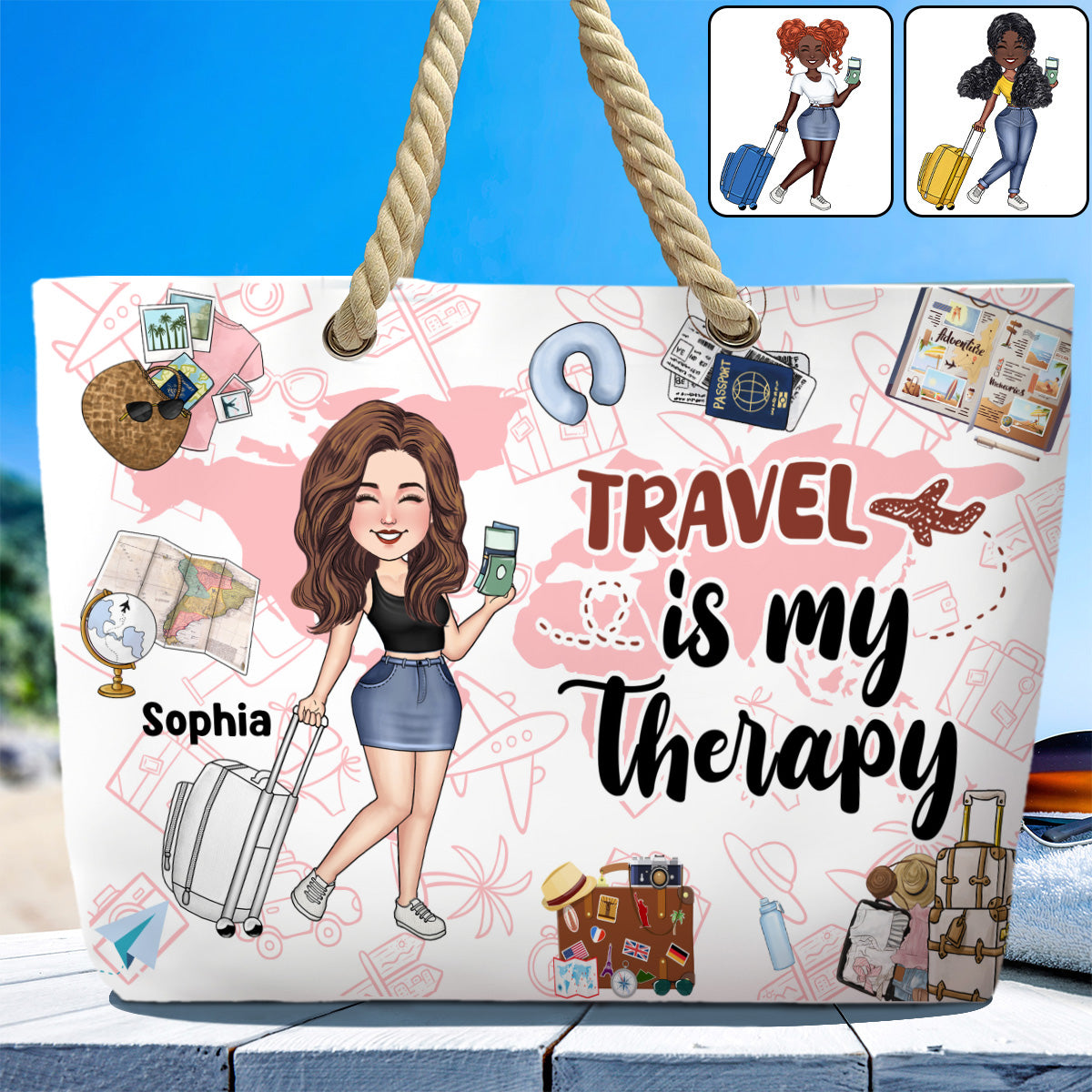 Travel Is My Therapy - Personalized Travelling Beach Bag