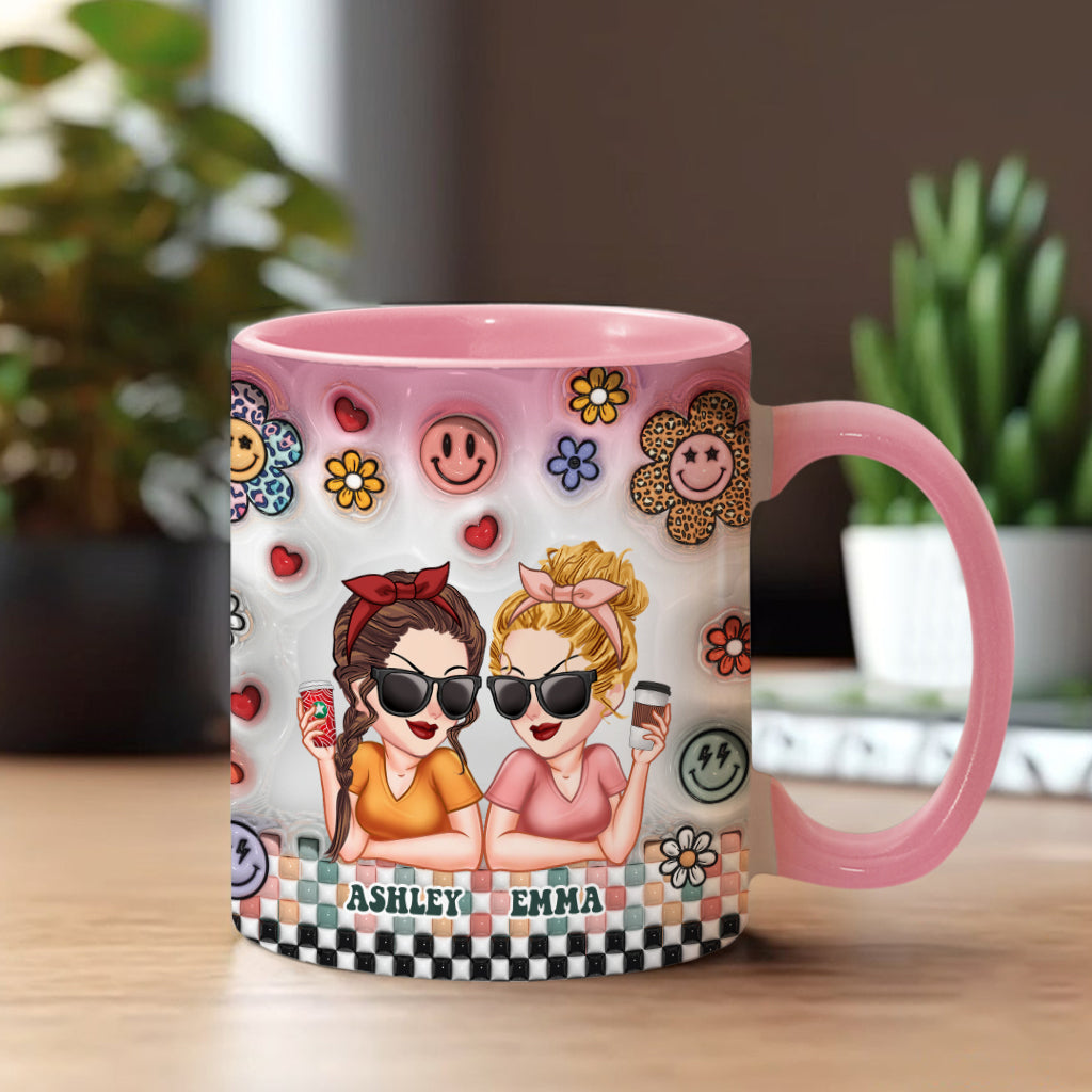 Besties Forever Floral - Personalized Bestie Accent Mug