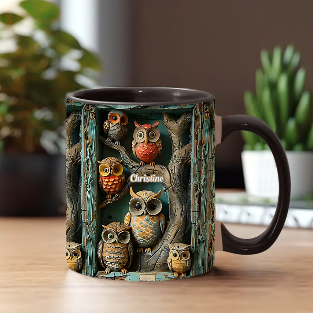 Just A Girl Who Loves Owls - Personalized Owl Accent Mug