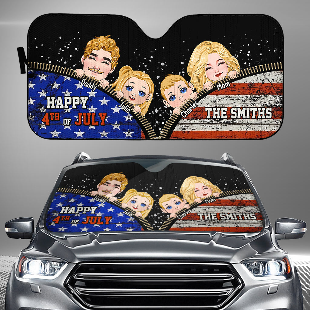 Funny Family Independence Day - Personalized Family Car Sunshade