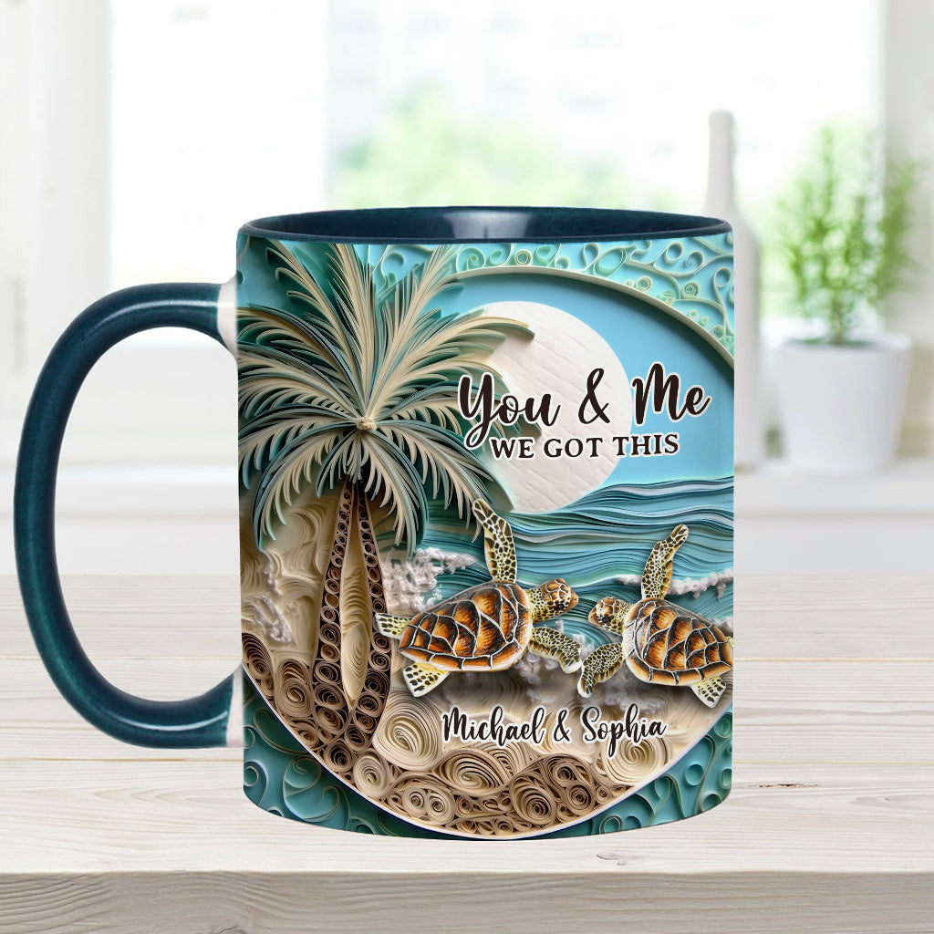Beach Scene Turle Couple - Personalized Turtle Accent Mug
