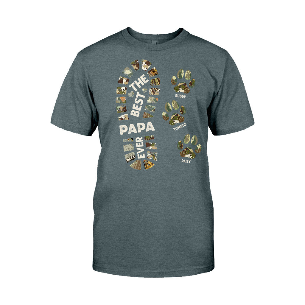 Dad Foot Print Paw Prints - Personalized Father T-shirt And Hoodie