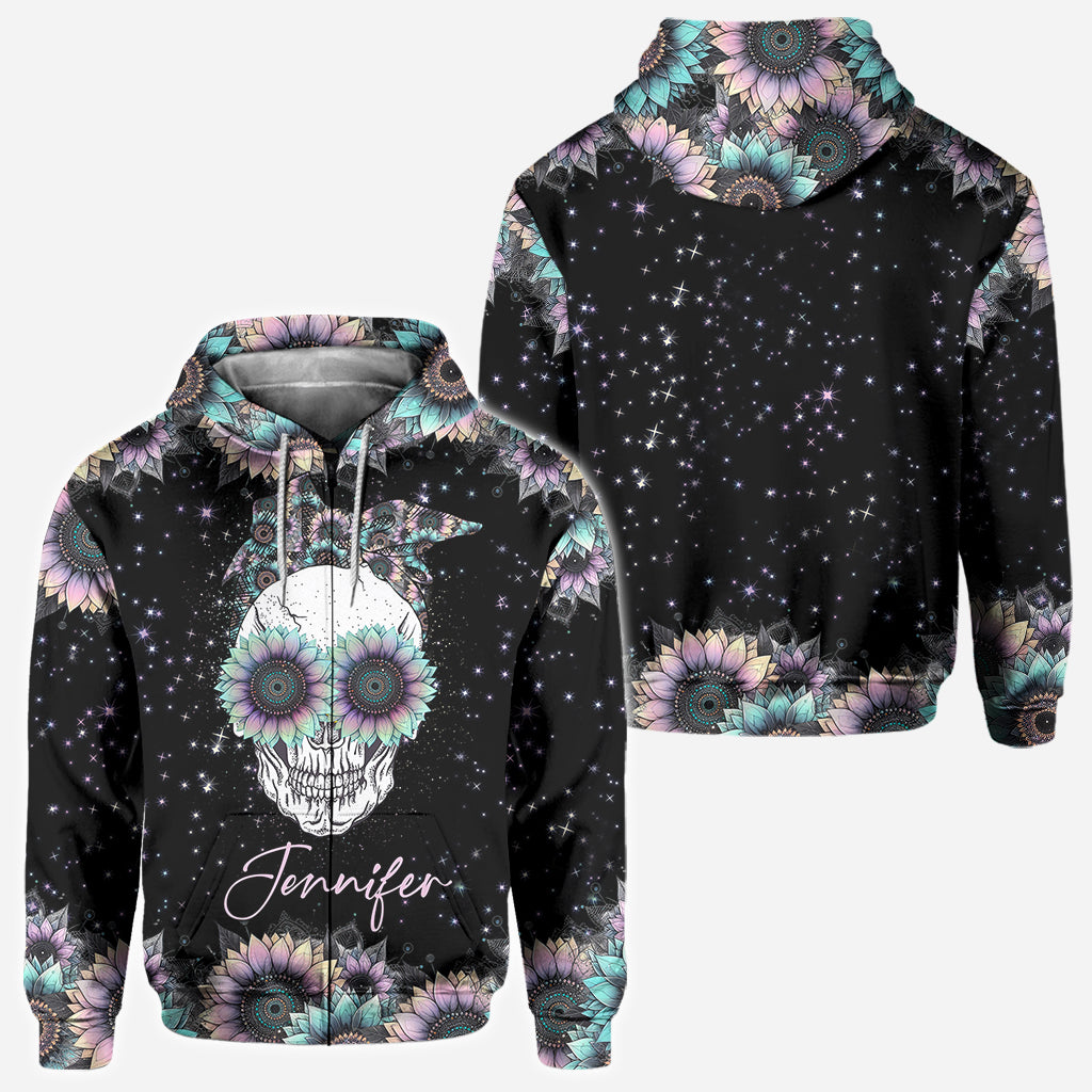 Zero F Given Pink Blue Sunflower - Personalized Skull All Over Shirt