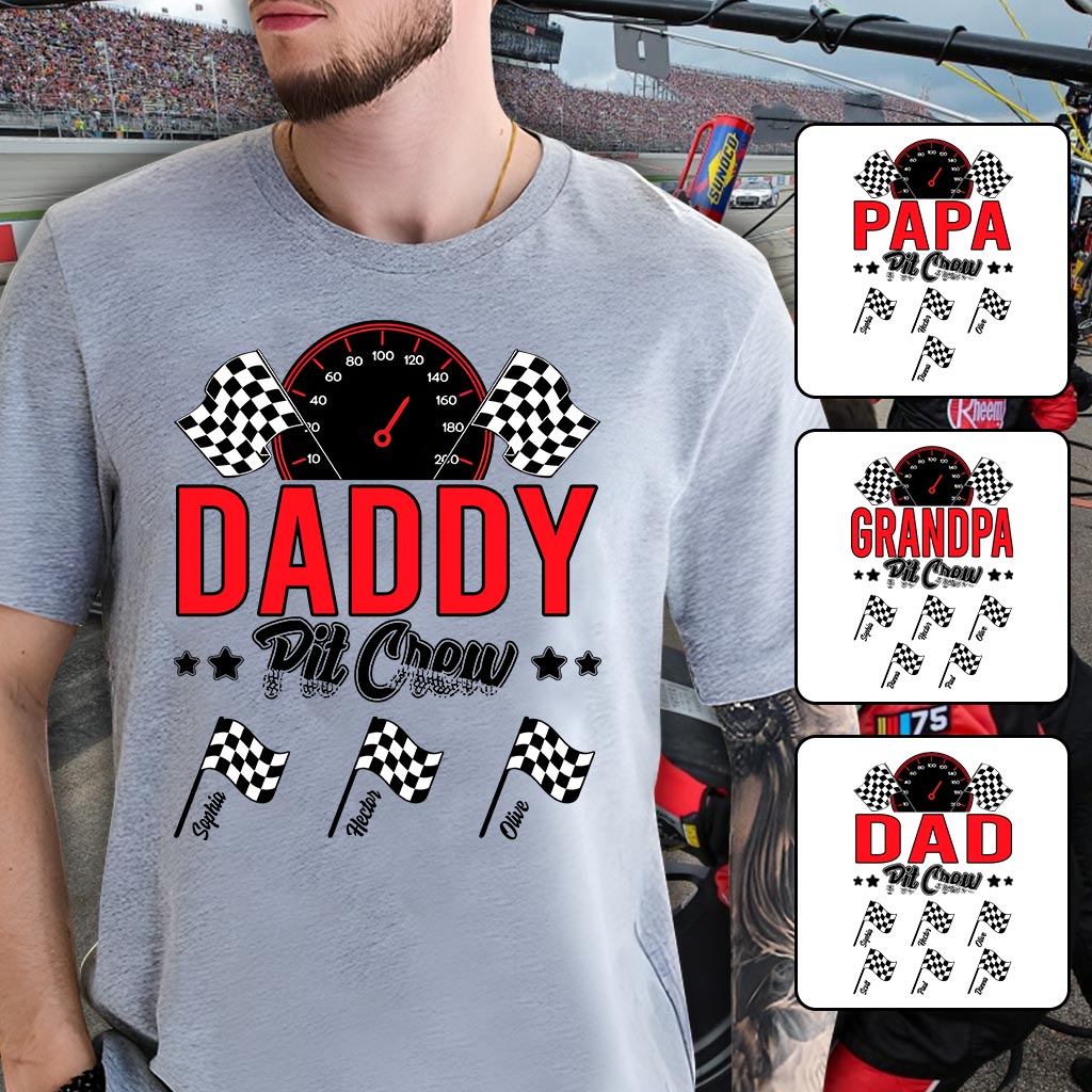 Daddy's Pit Crew Racing Flags - Personalized Racing T-shirt And Hoodie