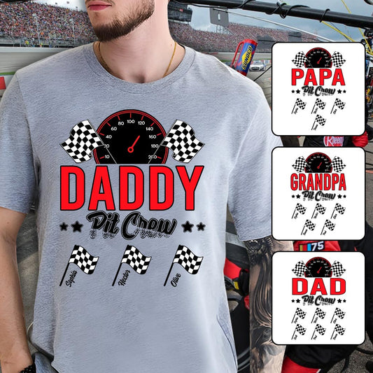 Daddy's Pit Crew Racing Flags - Personalized Racing T-shirt And Hoodie