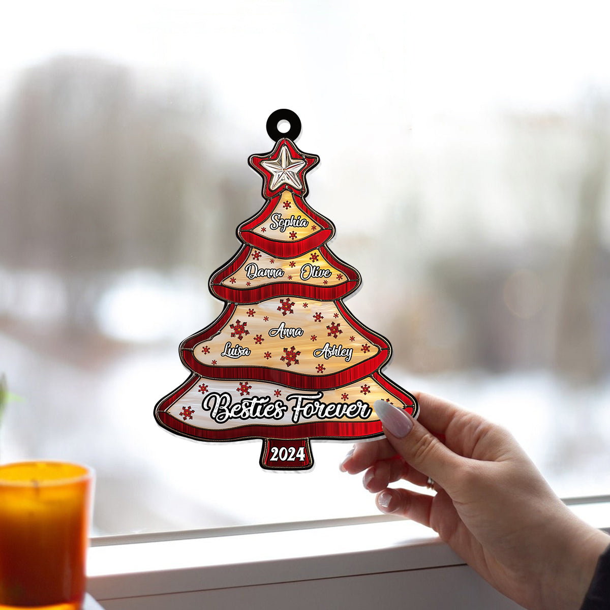 Besties Forever - Personalized Bestie Window Hanging Suncatcher Ornament