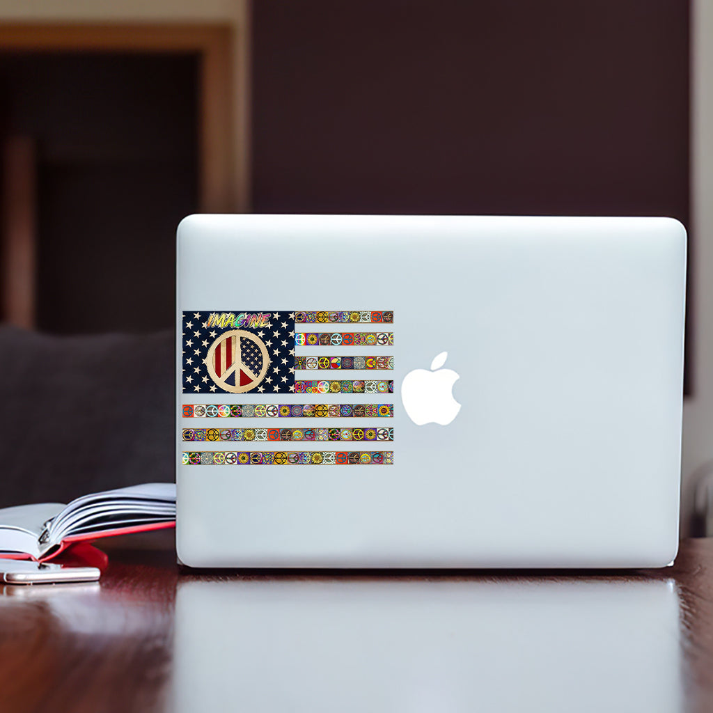 Imagine Hippie Soul Retro Flag - Hippie Decal Full
