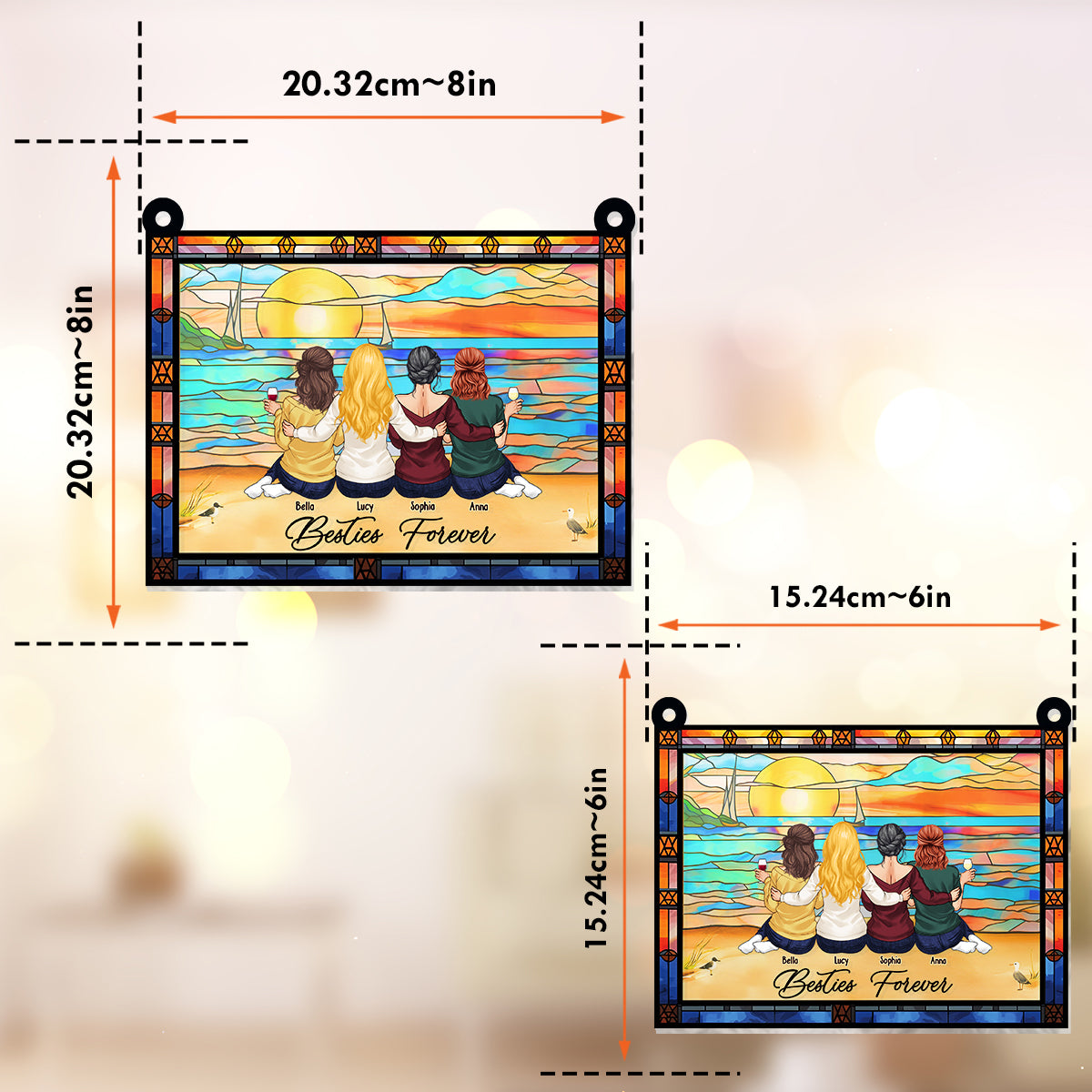 Besties Forever - Personalized Bestie Window Hanging Suncatcher Ornament