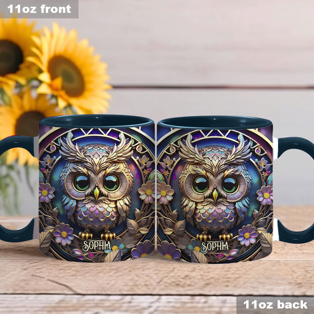 Colorful Owl - Personalized Owl Accent Mug