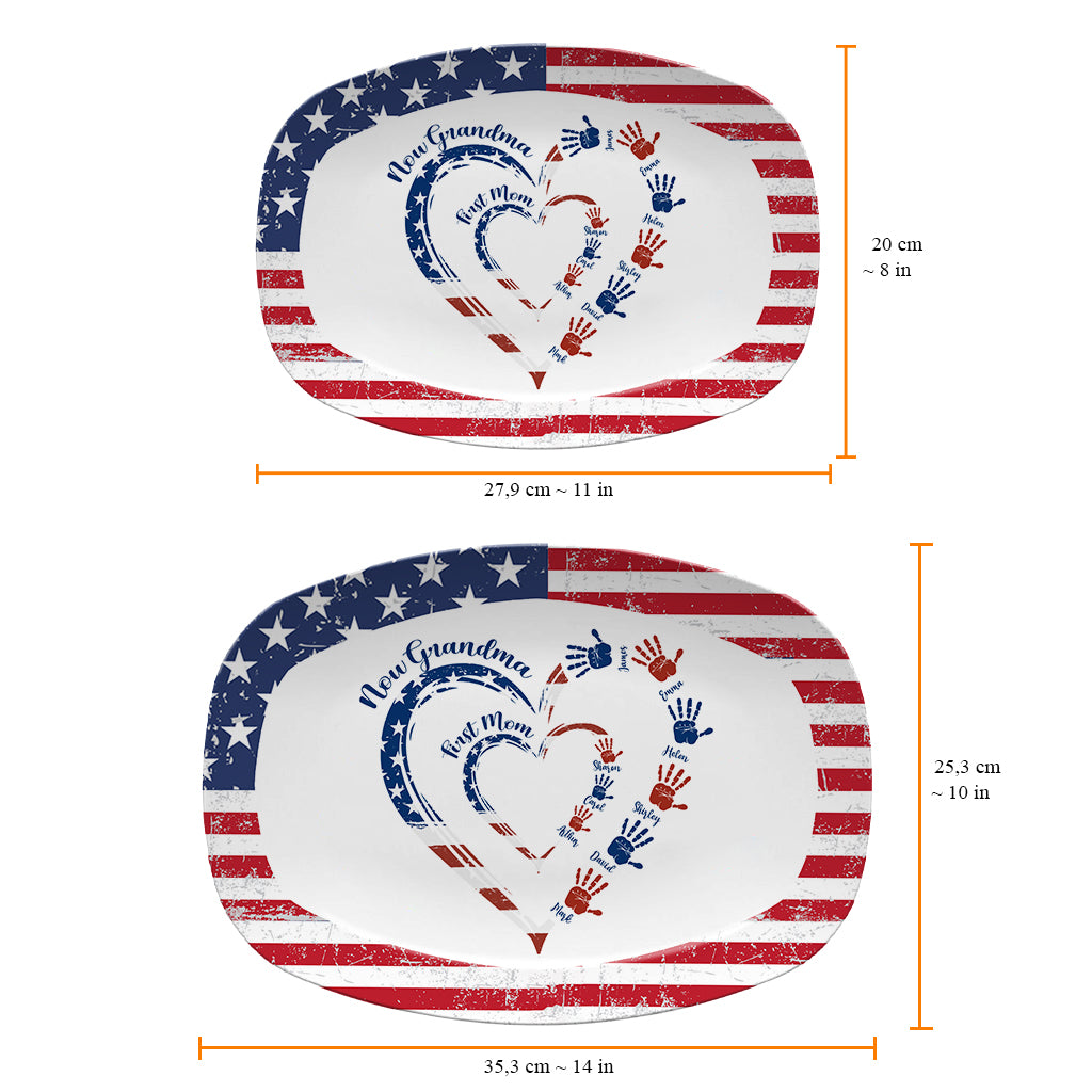 First Mom Now Grandma - Personalized Grandma Plate