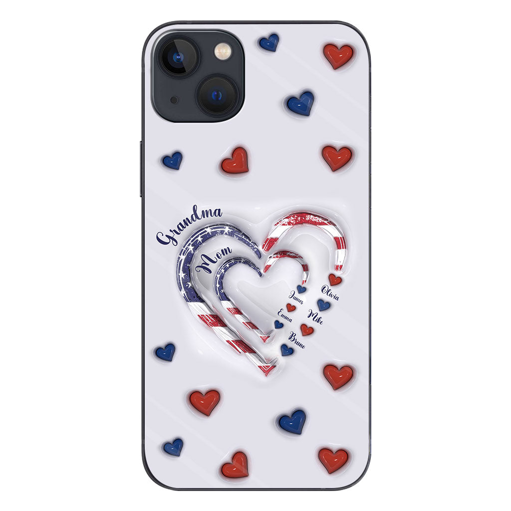4th Of July Grandma's Hearts - Personalized Grandma Phone Case