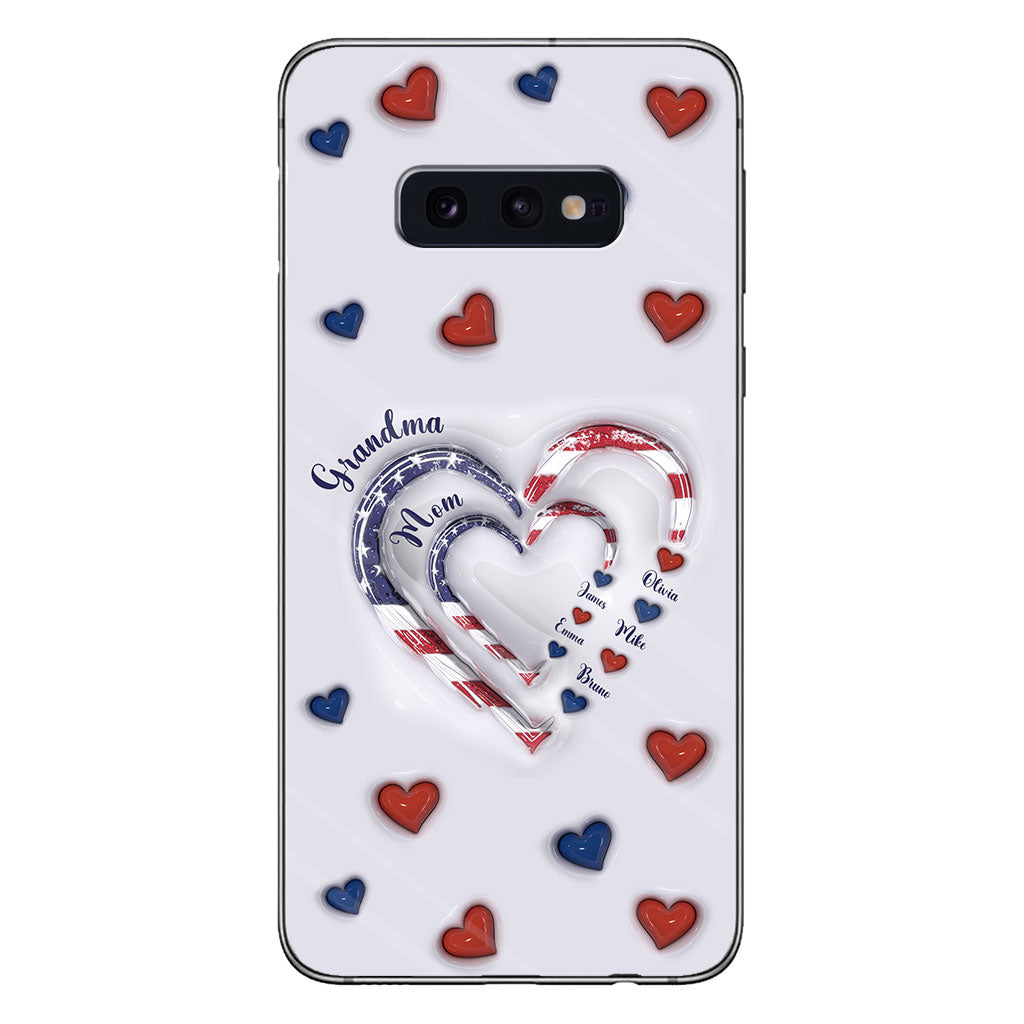 4th Of July Grandma's Hearts - Personalized Grandma Phone Case