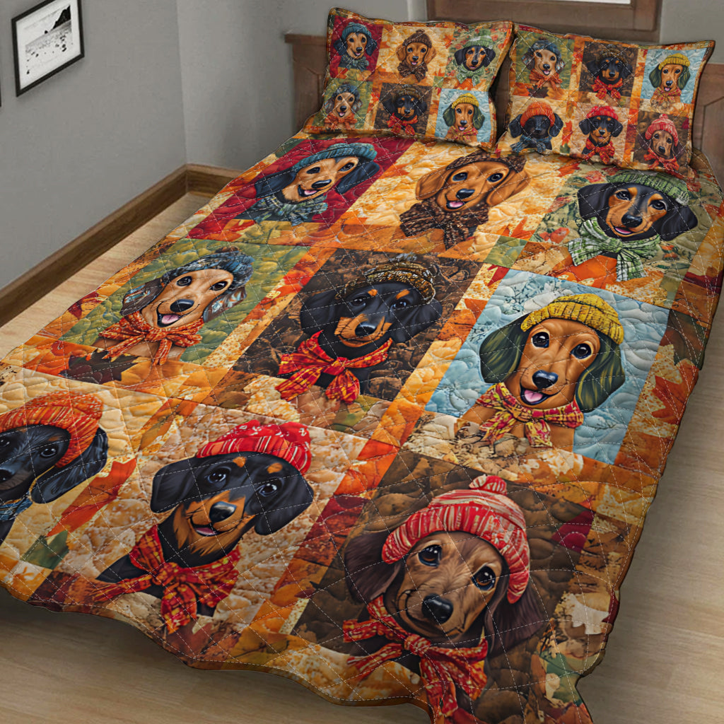 Hello Fall - Dachshund Quilt Set